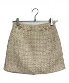 HER LIP TOハーリップトゥ）の古着「Verlet Tweed Mini Skort　ベルベットツイードショーツ」｜ベージュ