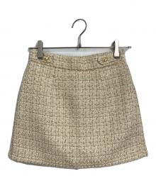 HER LIP TO（ハーリップトゥ）の古着「Verlet Tweed Mini Skort　ベルベットツイードショーツ」｜ベージュ
