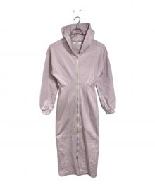 HER LIP TO（ハーリップトゥ）の古着「Flight Mode Zip Hoodie Dress  フライトモードジップフーディドレス  パーカーワンピース　ロングワンピース　ダブルジップ」｜ピンク