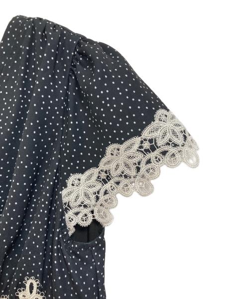 HER LIP TO（ハーリップトゥ）Her lip to (ハーリップトゥ) Polka-Dot Lace-Trim Dress  ポルカドットレーストリムドレス  ロングワンピース ブラック サイズ:Sの古着・服飾アイテム