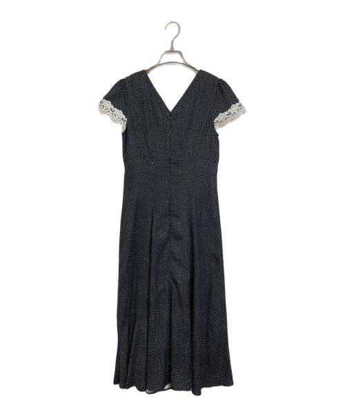 HER LIP TO（ハーリップトゥ）Her lip to (ハーリップトゥ) Polka-Dot Lace-Trim Dress  ポルカドットレーストリムドレス  ロングワンピース ブラック サイズ:Sの古着・服飾アイテム