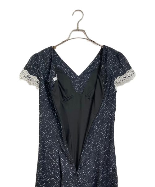 HER LIP TO（ハーリップトゥ）Her lip to (ハーリップトゥ) Polka-Dot Lace-Trim Dress  ポルカドットレーストリムドレス  ロングワンピース ブラック サイズ:Sの古着・服飾アイテム