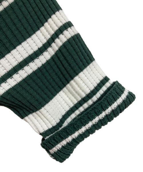 HER LIP TO（ハーリップトゥ）Her lip to (ハーリップトゥ) Stripe Rib Polo Dress ストライプリブポロドレス　ロングワンピース　ニットワンピース　ボーダー グリーン サイズ:Sの古着・服飾アイテム