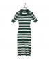 Her lip to（ハーリップトゥ）の古着「Stripe Rib Polo Dress ストライプリブポロドレス　ロングワンピース　ニットワンピース　ボーダー」｜グリーン