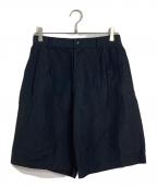 N.HOOLYWOODエヌ ハリウッド）の古着「WOOL LINEN TUCKED HALF PANTS  ハーフパンツ　日本製」｜ブラック