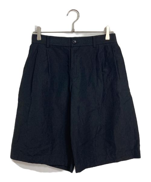 N.HOOLYWOOD（エヌ ハリウッド）N.HOOLYWOOD (エヌ ハリウッド) WOOL LINEN TUCKED HALF PANTS  ハーフパンツ　日本製 ブラック サイズ:36の古着・服飾アイテム