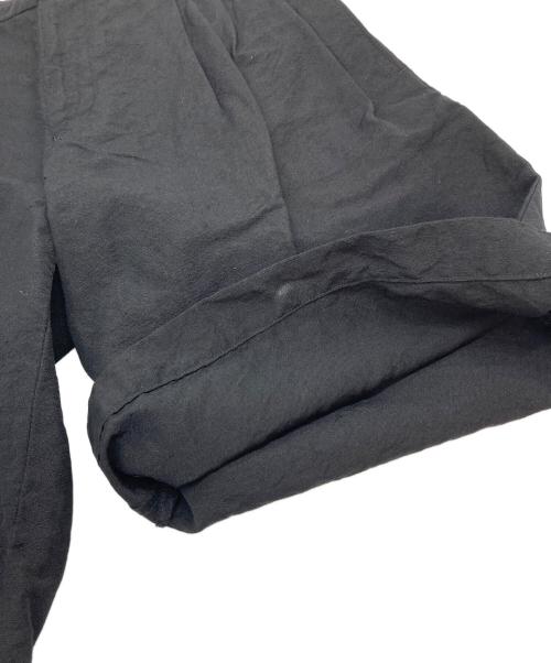 N.HOOLYWOOD（エヌ ハリウッド）N.HOOLYWOOD (エヌ ハリウッド) WOOL LINEN TUCKED HALF PANTS  ハーフパンツ　日本製 ブラック サイズ:36の古着・服飾アイテム