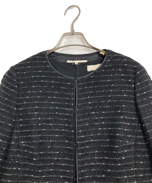 自由区（ジユウク）自由区 (ジユウク) インレージャージーツイード ジャケット ワンピースセット ブラック サイズ:38の古着・服飾アイテム