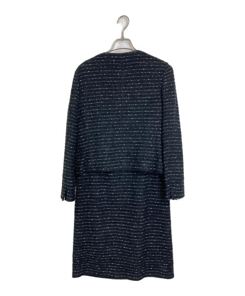 自由区（ジユウク）自由区 (ジユウク) インレージャージーツイード ジャケット ワンピースセット ブラック サイズ:38の古着・服飾アイテム