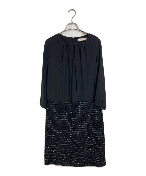 自由区（ジユウク）自由区 (ジユウク) インレージャージーツイード ジャケット ワンピースセット ブラック サイズ:38の古着・服飾アイテム