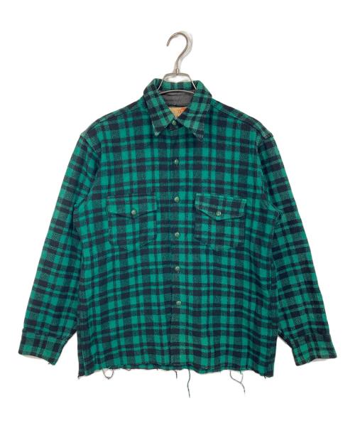 GWG（ジーダブリュジー）GWG (ジーダブリュジー) 【古着】40〜50'sチェックシャツ　長袖シャツ　40年代　50年代 グリーン サイズ:実寸参照の古着・服飾アイテム
