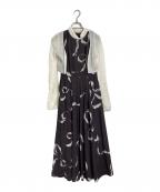 Snidelスナイデル）の古着「リボンディテールカーデセットワンピース」｜ブラウン×ホワイト