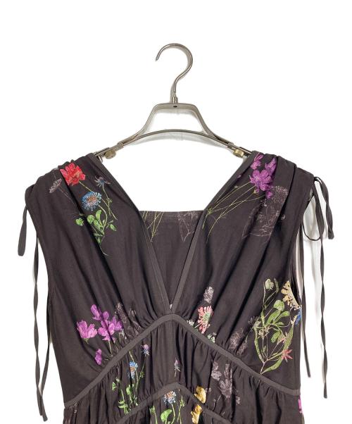 Snidel（スナイデル）Snidel (スナイデル) フラワードロストディティールワンピ　ロングワンピース　花柄 ブラウンの古着・服飾アイテム