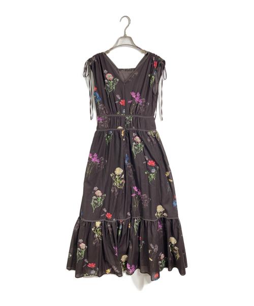 Snidel（スナイデル）Snidel (スナイデル) フラワードロストディティールワンピ　ロングワンピース　花柄 ブラウンの古着・服飾アイテム