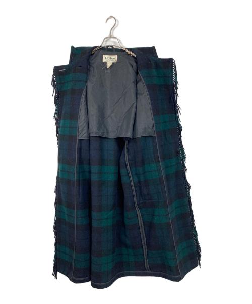 L.L.Bean（エルエルビーン）L.L.Bean (エルエルビーン) 70's‐80’sフリンジウールフーデットコート　ロングコート　ウールコート　アメリカ製 ブラック×グリーン サイズ:Sの古着・服飾アイテム