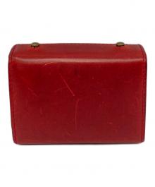 M+（エムピウ）の古着「ミッレフォッリエ　レザー財布　折りたたみ財布」｜レッド