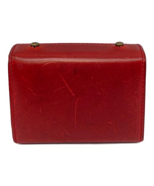 M+（エムピウ）M+ (エムピウ) ミッレフォッリエ　レザー財布　折りたたみ財布 レッド サイズ:実寸参照の古着・服飾アイテム