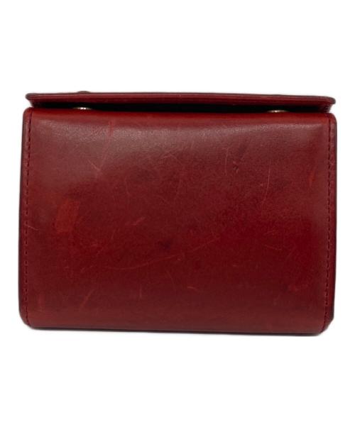 M+（エムピウ）M+ (エムピウ) ミッレフォッリエ　レザー財布　折りたたみ財布 レッド サイズ:実寸参照の古着・服飾アイテム