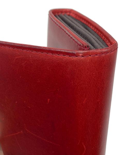 M+（エムピウ）M+ (エムピウ) ミッレフォッリエ　レザー財布　折りたたみ財布 レッド サイズ:実寸参照の古着・服飾アイテム