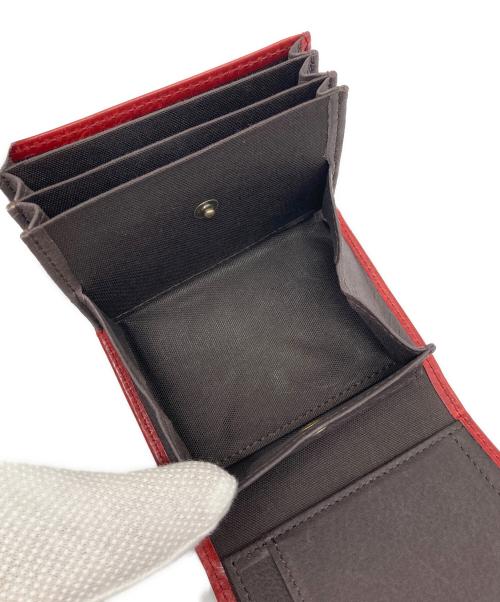 M+（エムピウ）M+ (エムピウ) ミッレフォッリエ　レザー財布　折りたたみ財布 レッド サイズ:実寸参照の古着・服飾アイテム