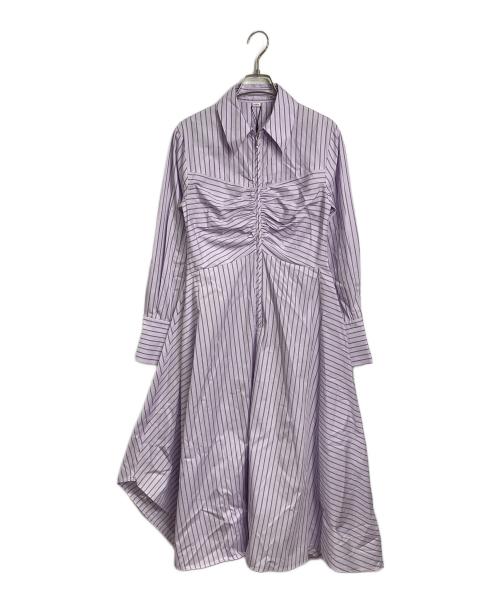 CODE A（コードエー）CODE A (コードエー) stripe shirt dress  ストライプシャツドレス　ロングワンピース　日本製 パープル サイズ:XS 未使用品の古着・服飾アイテム
