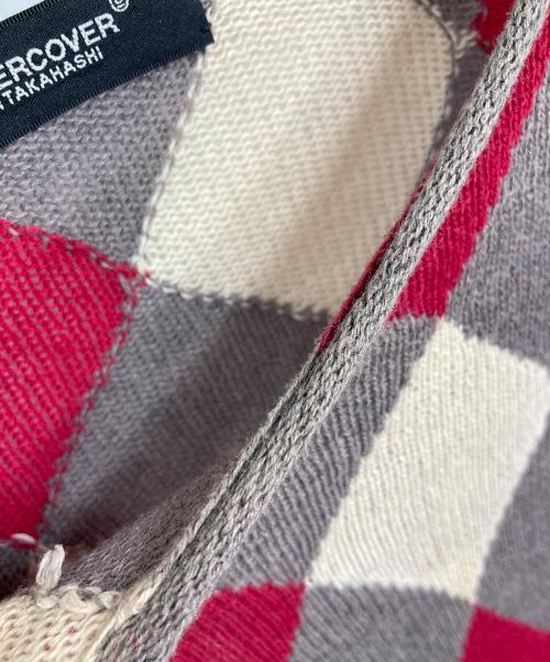 UNDERCOVER（アンダーカバー）UNDERCOVER (アンダーカバー) アーガイルニット　長袖ニット　ロングニット グレー×レッド サイズ:2の古着・服飾アイテム
