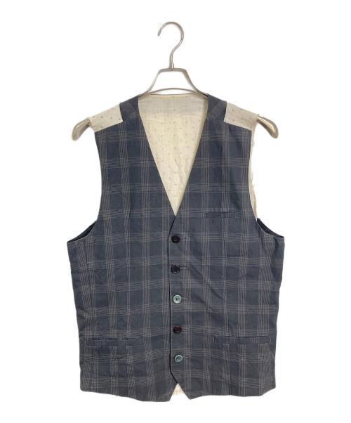 UNDERCOVERISM（アンダーカバーイズム）UNDERCOVERISM (アンダーカバーイズム) 12SS チェック切り替えコットンジレ　ベスト　日本製 グレー サイズ:4の古着・服飾アイテム