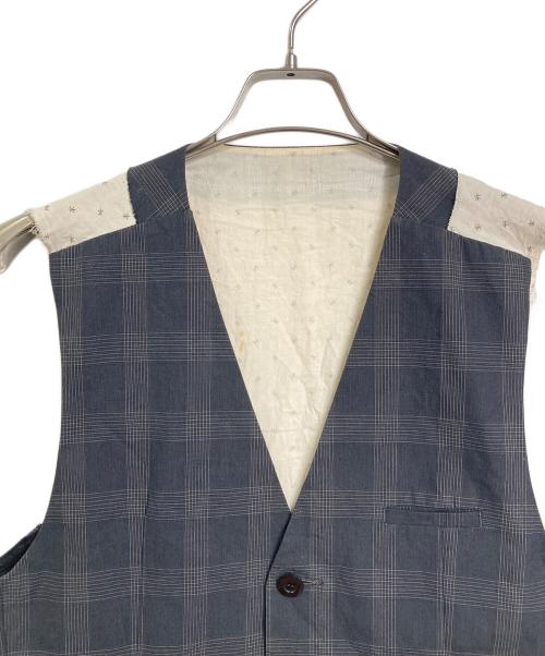 UNDERCOVERISM（アンダーカバーイズム）UNDERCOVERISM (アンダーカバーイズム) 12SS チェック切り替えコットンジレ　ベスト　日本製 グレー サイズ:4の古着・服飾アイテム