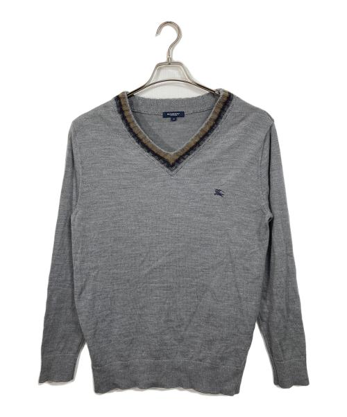 BURBERRY（バーバリー）BURBERRY (バーバリー) ホース刺繍ニット　長袖ニット　日本製 グレー サイズ:40の古着・服飾アイテム