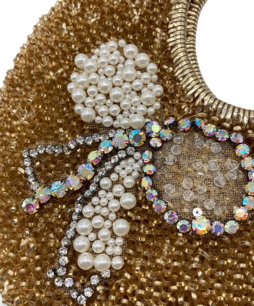 ANTEPRIMA（アンテプリマ）ANTEPRIMA (アンテプリマ) リボンモチーフサークルワイヤーハンドバッグ　ミニバッグ　セレモニー シャンパンゴールド サイズ:実寸参照の古着・服飾アイテム