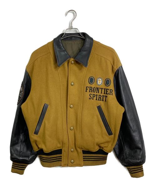 pazzoclub（パッゾクラブ）pazzoclub (パッゾクラブ) 【古着】レザースリーブスタジャン　 ブラウン サイズ:実寸参照の古着・服飾アイテム