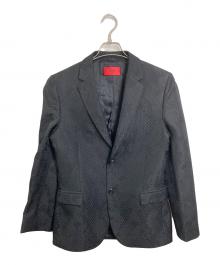 HUGO BOSS（ヒューゴ ボス）の古着「裏地総柄ダイヤキルトテーラードジャケット　アウター　ライトアウター　セレモニー」｜ブラック