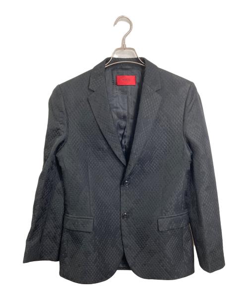 HUGO BOSS（ヒューゴ ボス）HUGO BOSS (ヒューゴ ボス) 裏地総柄ダイヤキルトテーラードジャケット　アウター　ライトアウター　セレモニー ブラック サイズ:44の古着・服飾アイテム