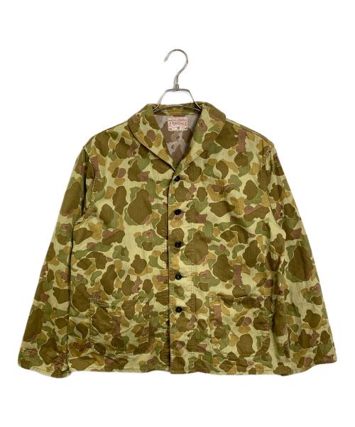 BONCOURA（ボンクラ）BONCOURA (ボンクラ) US Navy Shawl Collar Duck Hunter Camo ユーエスネイビーショールカラーダックハンターカモ アウター　ライトアウター　日本製 カーキ サイズ:38の古着・服飾アイテム