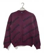 BALENCIAGAバレンシアガ）の古着「ALL OVER LOGO KNIT デザインニット　ロゴニット」｜パープル