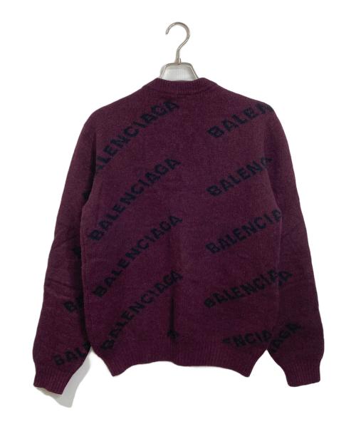 BALENCIAGA（バレンシアガ）BALENCIAGA (バレンシアガ) ALL OVER LOGO KNIT デザインニット　ロゴニット パープル サイズ:Sの古着・服飾アイテム