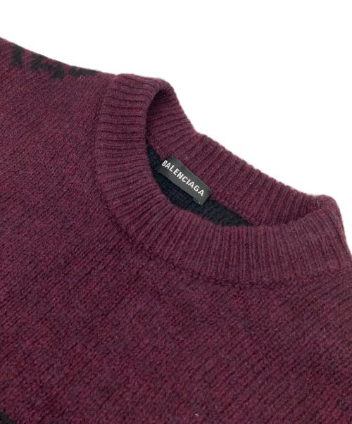 BALENCIAGA（バレンシアガ）BALENCIAGA (バレンシアガ) ALL OVER LOGO KNIT デザインニット　ロゴニット パープル サイズ:Sの古着・服飾アイテム