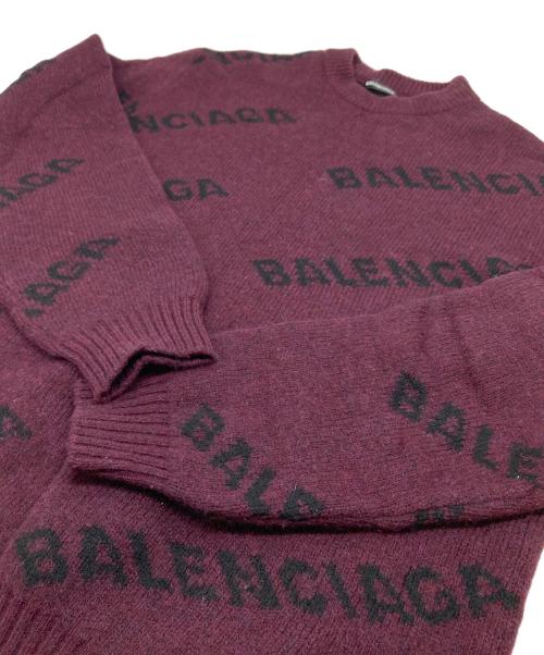 BALENCIAGA（バレンシアガ）BALENCIAGA (バレンシアガ) ALL OVER LOGO KNIT デザインニット　ロゴニット パープル サイズ:Sの古着・服飾アイテム