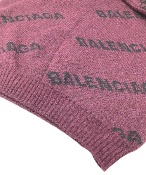 BALENCIAGA（バレンシアガ）BALENCIAGA (バレンシアガ) ALL OVER LOGO KNIT デザインニット　ロゴニット パープル サイズ:Sの古着・服飾アイテム