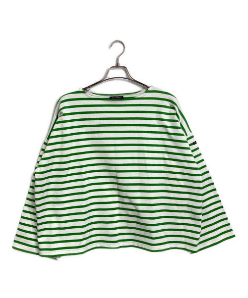 Le minor（ルミノア）Le minor (ルミノア) バスクシャツ　ボーダーカットソー　フランス製 グリーン×ホワイト サイズ:1 未使用品の古着・服飾アイテム