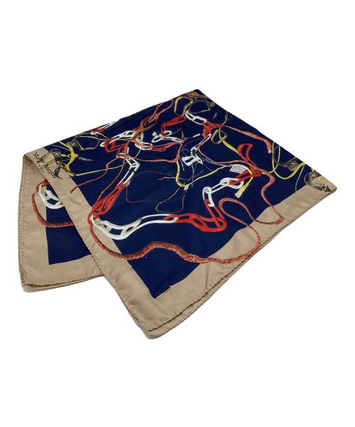 Maison Margiela（メゾンマルジェラ）Maison Margiela (メゾンマルジェラ) FOULARD SCARF シルクスカーフ　イタリア製 ネイビー×ベージュ サイズ:実寸参照の古着・服飾アイテム