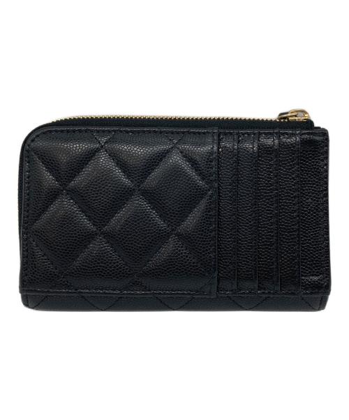 CHANEL（シャネル）CHANEL (シャネル) フラグメントケース　 マトラッセ ココマーク ストラス カードホルダー  ミニ財布 ブラック サイズ:実寸参照の古着・服飾アイテム
