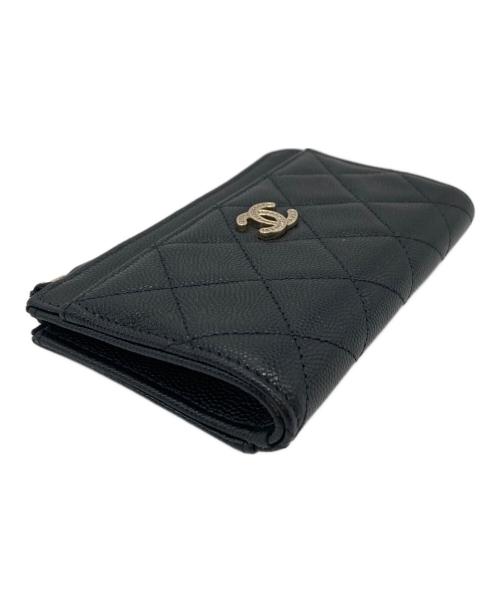 CHANEL（シャネル）CHANEL (シャネル) フラグメントケース　 マトラッセ ココマーク ストラス カードホルダー  ミニ財布 ブラック サイズ:実寸参照の古着・服飾アイテム