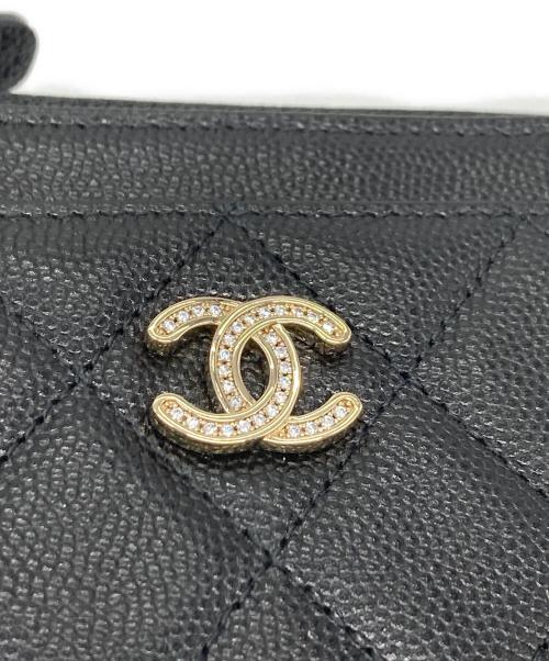 CHANEL（シャネル）CHANEL (シャネル) フラグメントケース　 マトラッセ ココマーク ストラス カードホルダー  ミニ財布 ブラック サイズ:実寸参照の古着・服飾アイテム