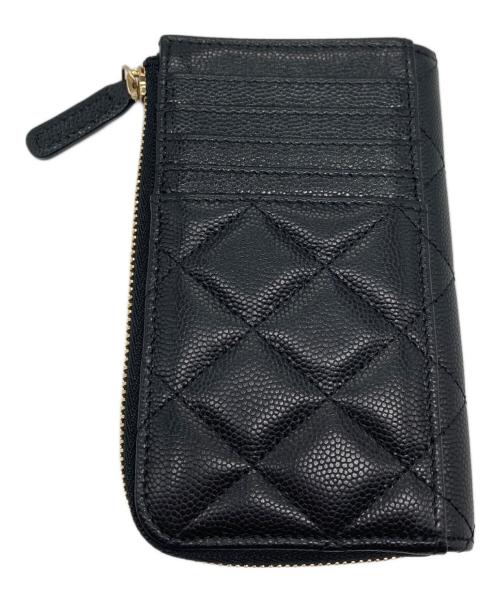 CHANEL（シャネル）CHANEL (シャネル) フラグメントケース　 マトラッセ ココマーク ストラス カードホルダー  ミニ財布 ブラック サイズ:実寸参照の古着・服飾アイテム