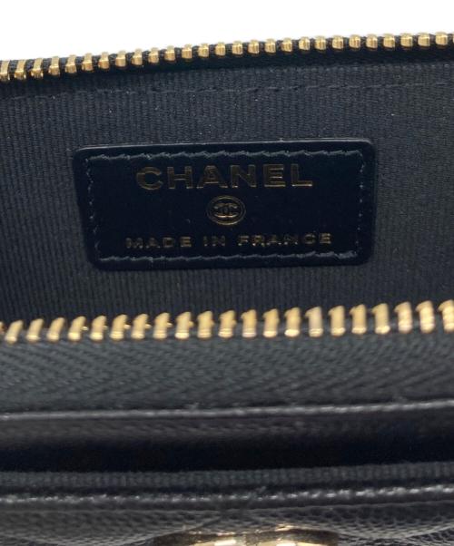 CHANEL（シャネル）CHANEL (シャネル) フラグメントケース　 マトラッセ ココマーク ストラス カードホルダー  ミニ財布 ブラック サイズ:実寸参照の古着・服飾アイテム