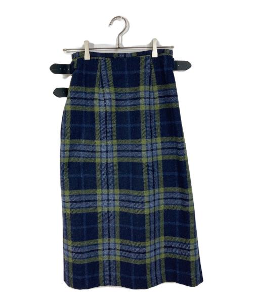 O'NEIL OF DUBLIN（オニール オブ ダブリン）O'NEIL OF DUBLIN (オニール オブ ダブリン) チェックラップスカート ネイビー×グリーン サイズ:36の古着・服飾アイテム