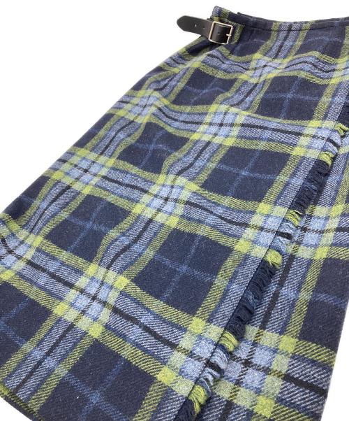 O'NEIL OF DUBLIN（オニール オブ ダブリン）O'NEIL OF DUBLIN (オニール オブ ダブリン) チェックラップスカート ネイビー×グリーン サイズ:36の古着・服飾アイテム