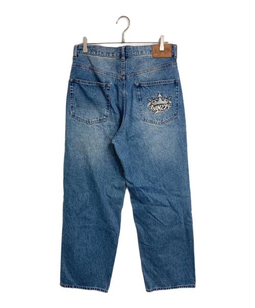 9090（9090）9090 (9090) King Logo Vintage Tapered Pants デニムパンツ　5ポケット ブルー サイズ:Lの古着・服飾アイテム