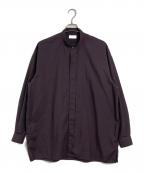 THE RERACSザ リラクス）の古着「バンドカラーシャツ　ポリエステルシャツ　ビッグシルエット　23SS」｜パープル